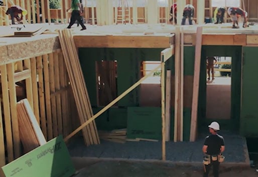 new construction with contactors working