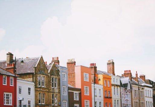row houses all different colors
