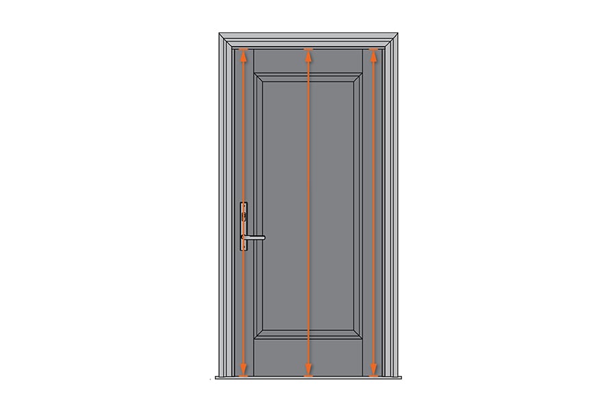 An illustration of a front door showing where to measure the panel height.