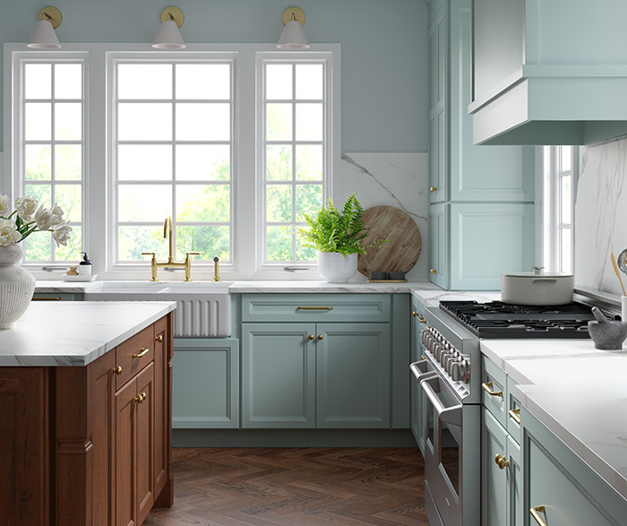 Custom Color Soft Blue Kitchen